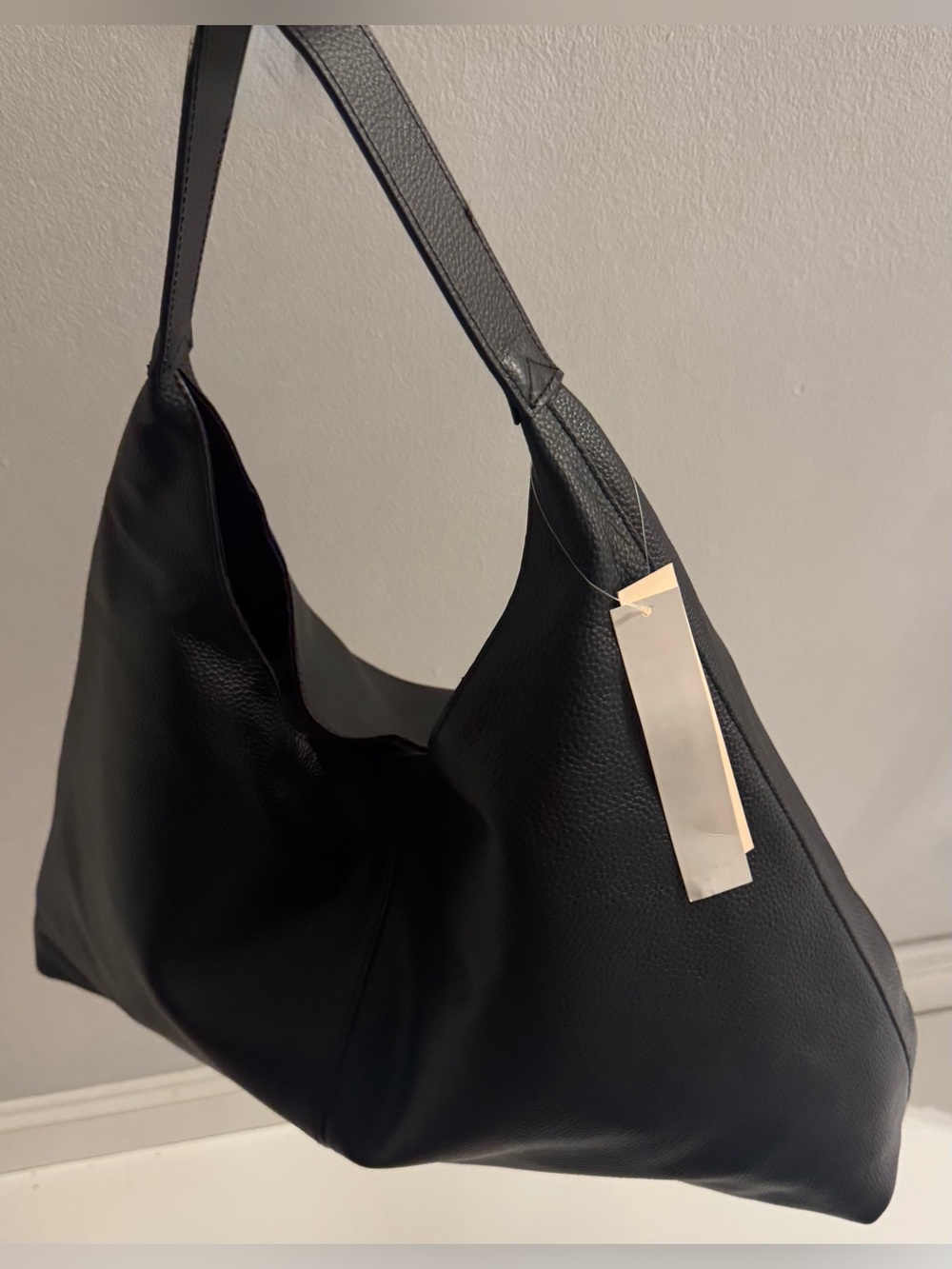 AQUA Slouchy Leather Hobo Tote NEW - Picture 7 of 16